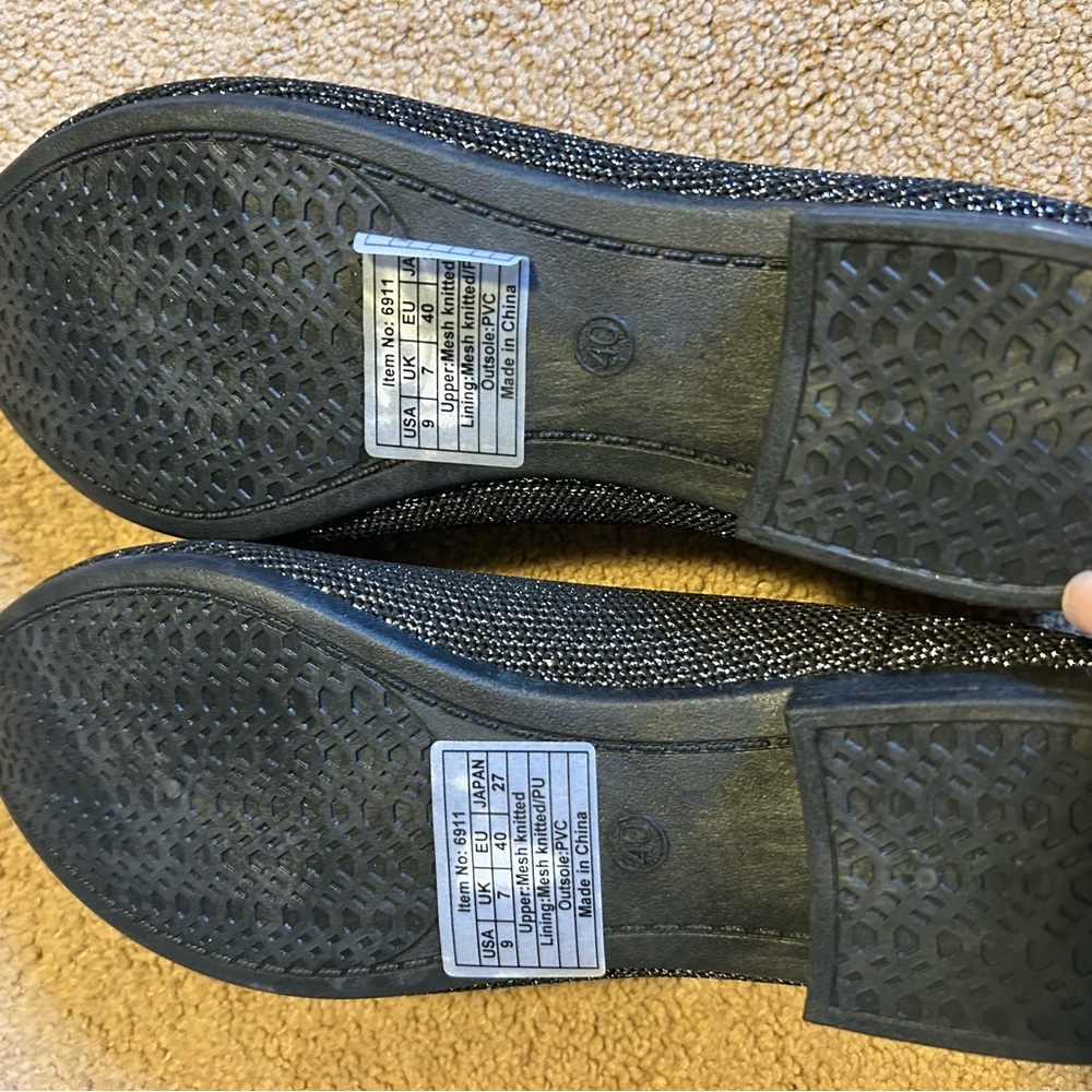 Black Glitter Flats Size 9 NWT - Picture 4 of 7